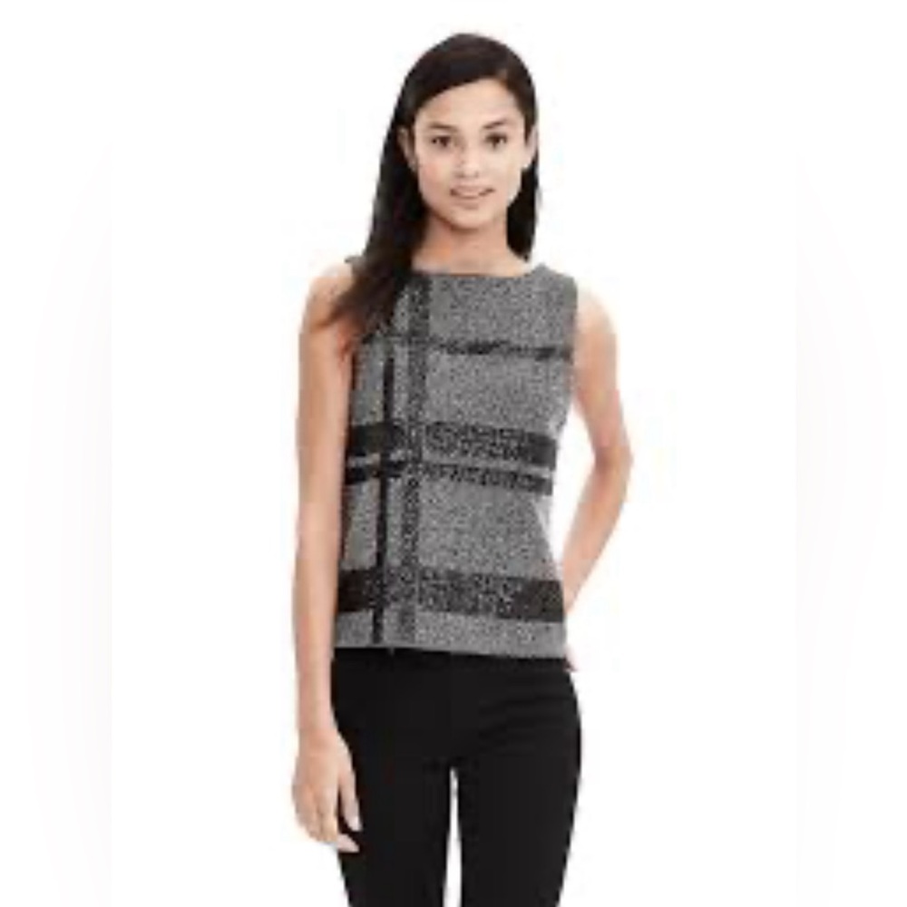 BANANA REPUBLIC Black & White ‘Sequin Herringbone Tank’ Business Career | Size 6